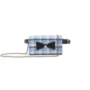 BELT & CLUTCH BAG KAROL BLUE DENIM TARTAN