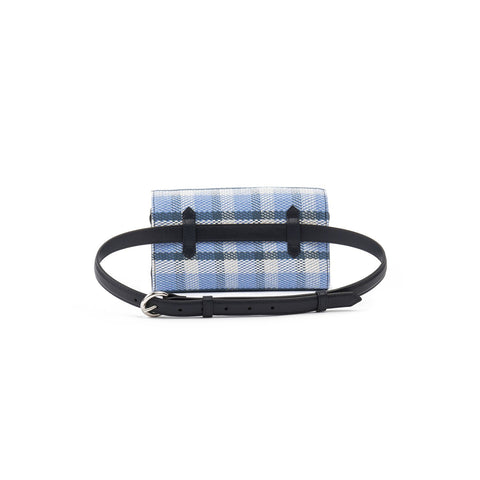 BELT & CLUTCH BAG KAROL BLUE DENIM TARTAN