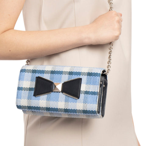 BELT & CLUTCH BAG KAROL BLUE DENIM TARTAN