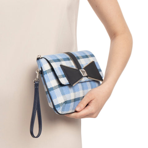 CLUTCH BAG LIZ BLUE DENIM TARTAN