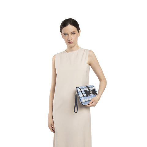 CLUTCH BAG LIZ BLUE DENIM TARTAN