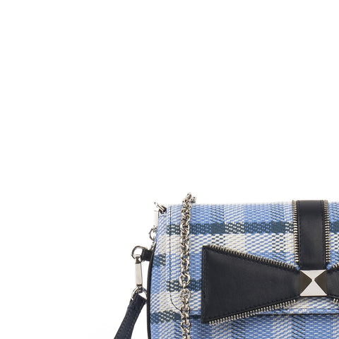 CLUTCH BAG LIZ BLUE DENIM TARTAN