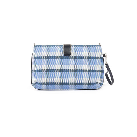 CLUTCH BAG LIZ BLUE DENIM TARTAN