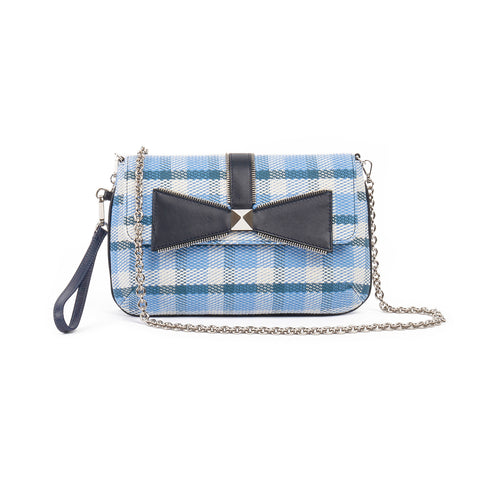 CLUTCH BAG LIZ BLUE DENIM TARTAN