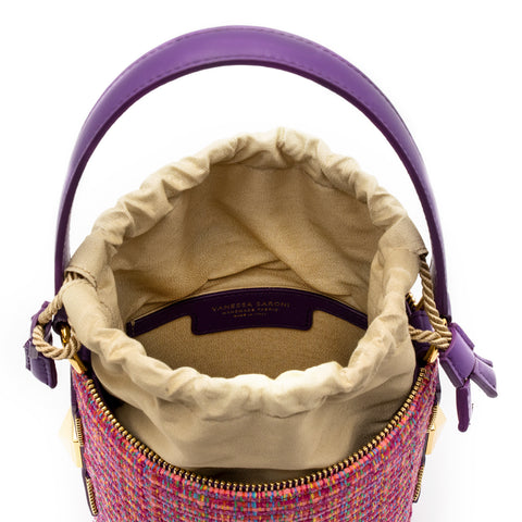 DRAWSTRING BAG LINDA TWEED PINK&PURPLE
