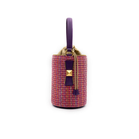 DRAWSTRING BAG LINDA TWEED PINK&PURPLE